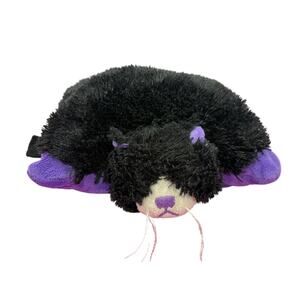 Pillow Pets Pee-Wees Cat Plush Pillow Black Purple 12in Kids Travel Stuffed